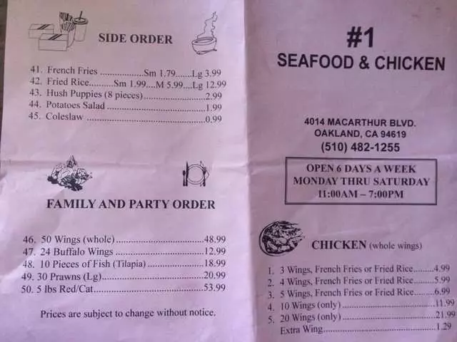 1 Seafood and Chicken Restaurant